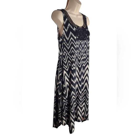 Soma Dress‎ Soutache Sleeveless Short Lace Ikat Mini Black White Empire M - Picture 6 of 10